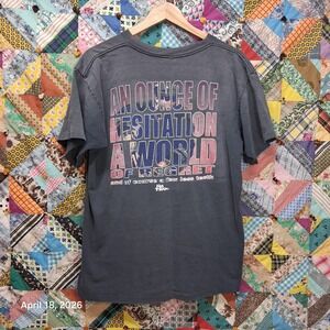 Vintage No Fear Single Stitch 90s Shirt Size XL Black Faded No Hesitation